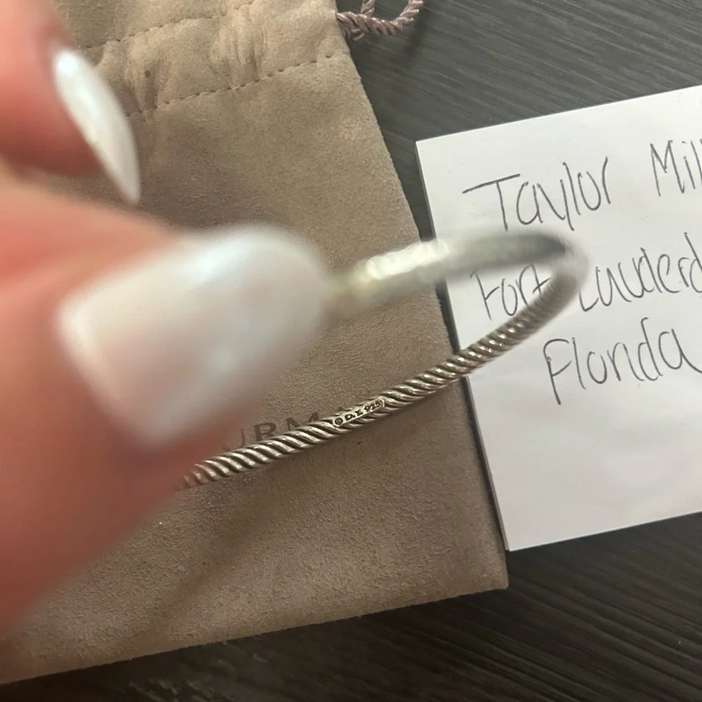 David Yurman Sterling Silver Bangle Cable Bracelet - Picture 6 of 8